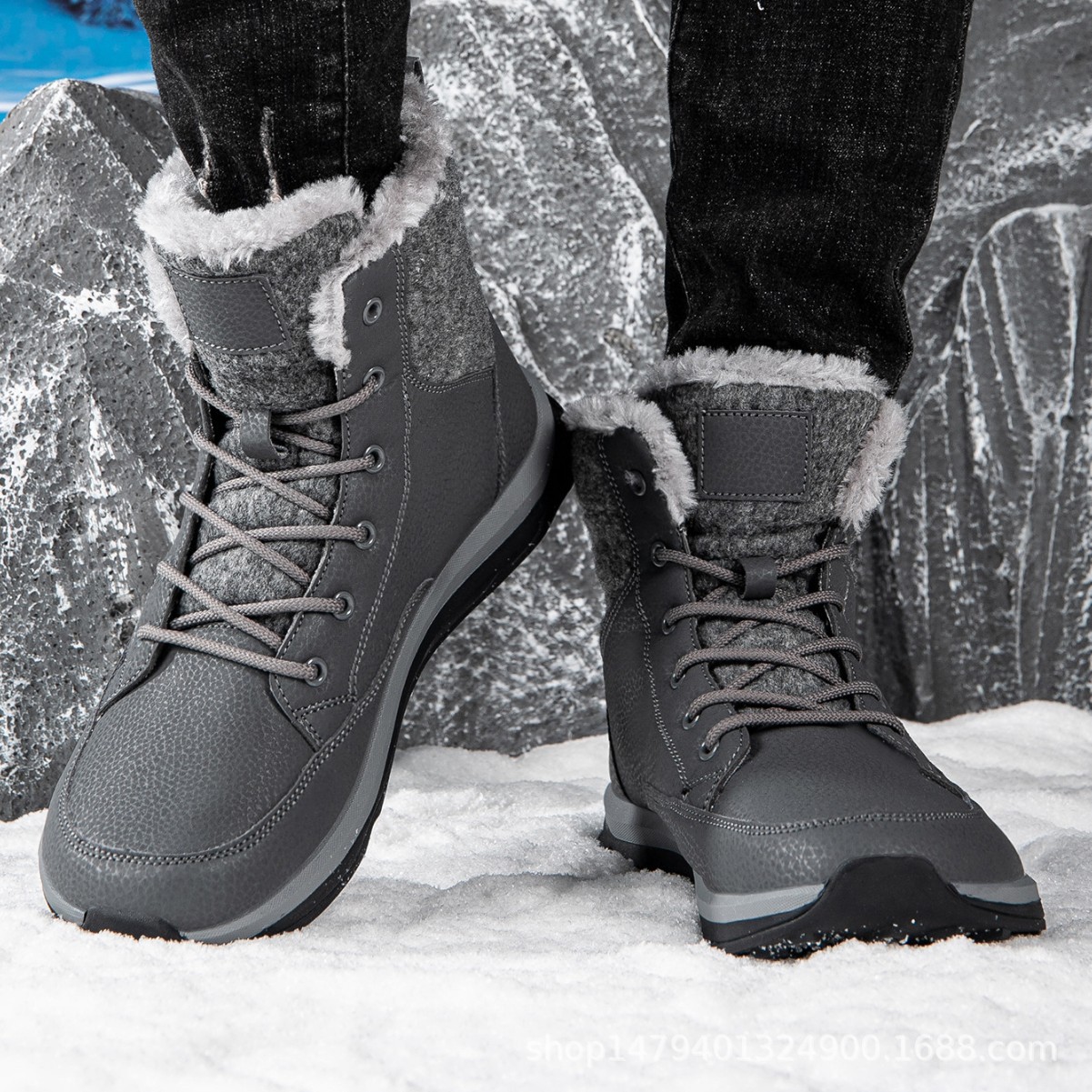 코튼 신발 남성용 겨울 스노우 부츠 남성용 등산 신발 기모 두꺼운 따뜻한 동북 플러스 사이즈 코튼 부츠 하이 탑 따뜻한 신발
