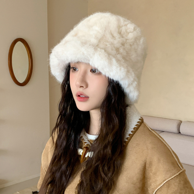 冬季帽子女款毛绒大头围显脸小渔夫帽可爱甜美护耳保暖高级感盆帽|undefined
