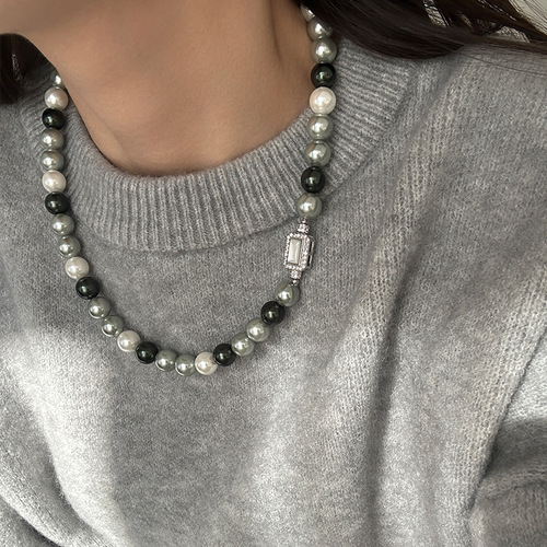 Mother-of-pearl Treasure Box Mixed Color Si Jia Pearl Necklace, High-end, Niche Design, Squirrel Pearl Bead Choker