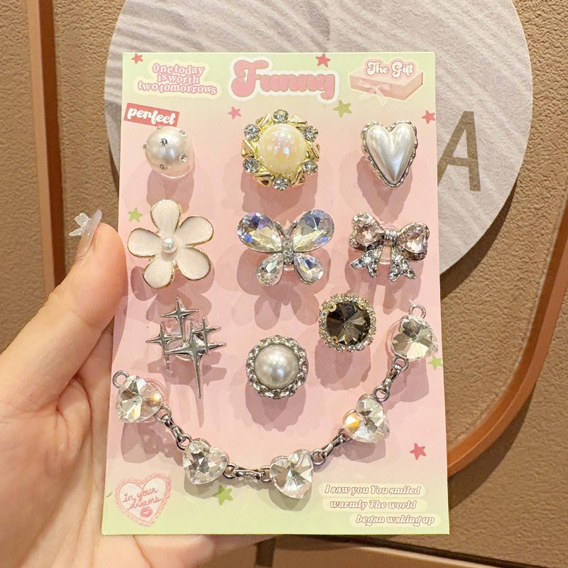 新品合金闪钻水晶蝴蝶高级感适配洞洞鞋扣cross鞋花DIY配件装饰品|undefined