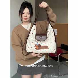 秋冬巧克力小狗波点云朵包包女学院风双肩包休闲单肩托特包斜挎