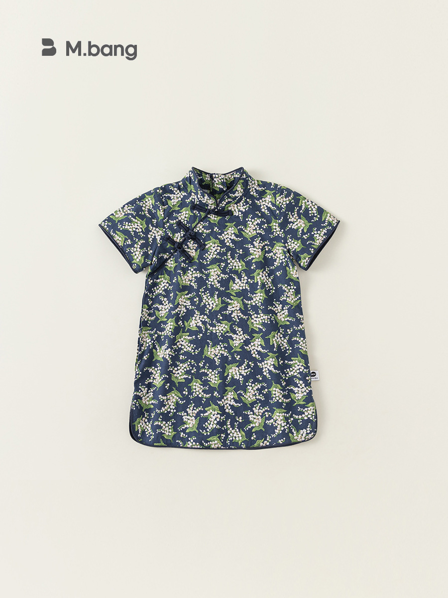Youbao ropa para niños nuevos productos de verano vestido de bebé femenino falda para niños estampado chino vestido cheongsam retro para niñas