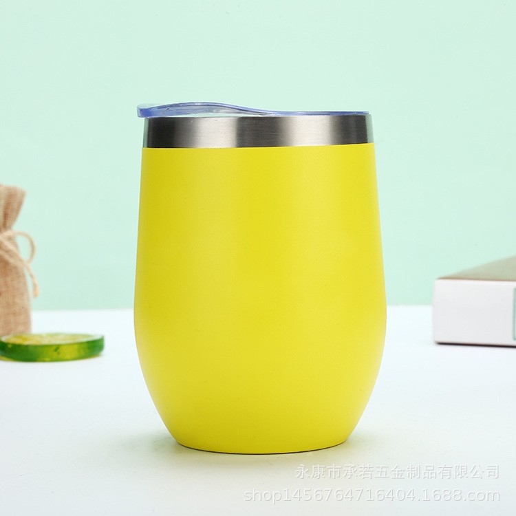 Suministro directo de fábrica 12oz304 taza de huevo de acero inoxidable aislamiento al vacío de doble capa taza de preservación en frío copa de vino tinto en forma de U