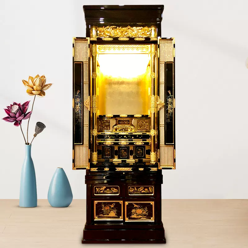 家用现代佛柜禅意系列清净型实木金佛龛台立柜工厂供桌柜家居摆件