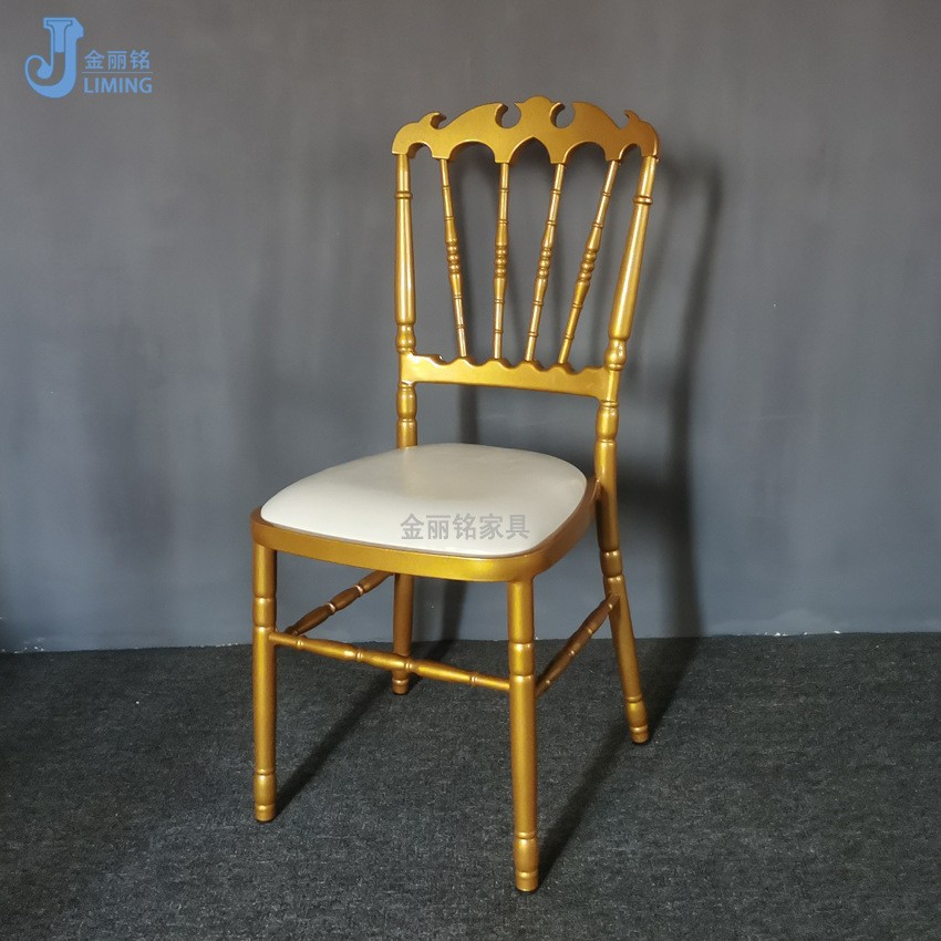 Silla de hotel al por mayor de fábrica Silla de boda de oro Silla de bambú de metal Silla de banquete Silla de Napoleón transfronteriza exclusiva