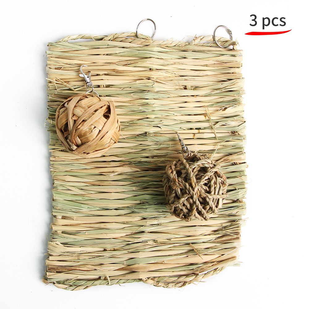 3 종 세트 (밀짚 매트 + 물 히아신스 볼 + 물 풀 랜덤 직조 볼)