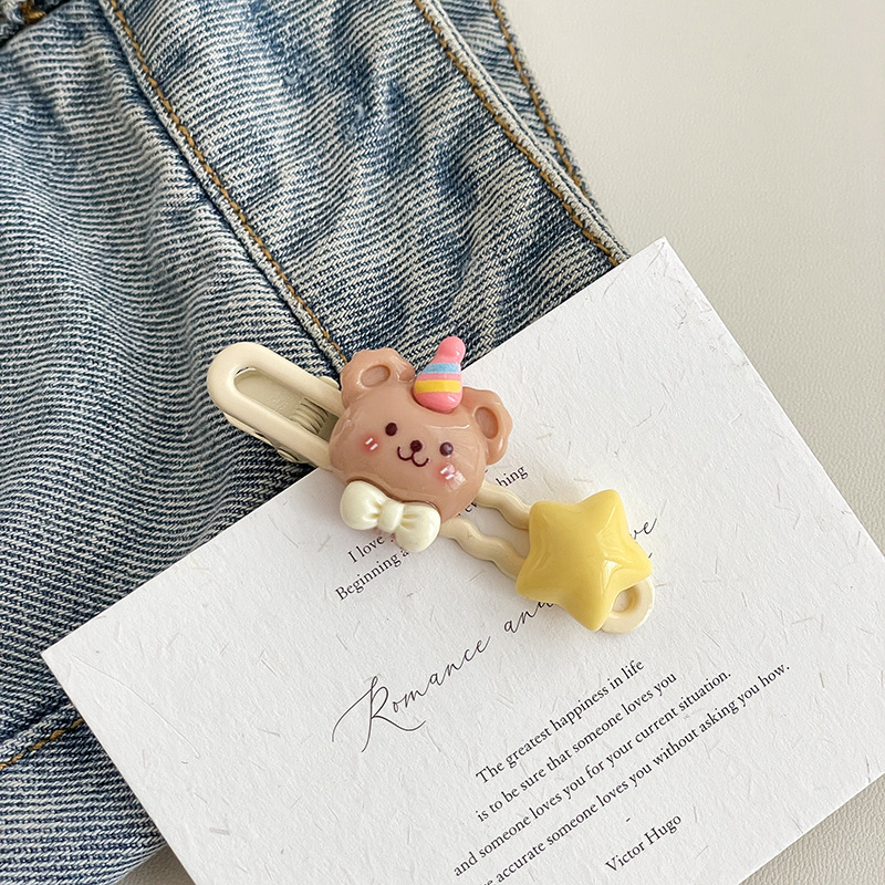 Blue Cloud estrella horquilla hembra lindo dopamina flequillos clip lateral horquilla frente duckbill BB clip tocado