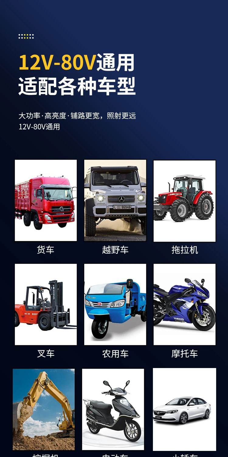 Three-Sided Wide-Angle Led Spotlight, High-Brightness Led Car Light, Agricultural Vehicle Tractor Trailer Super Bright Light