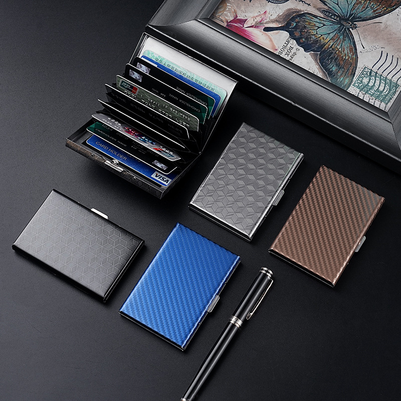 Nuevo bolso de tarjeta de metal portátil antirrobo para hombre de alta gama multifuncional antimagnético de acero inoxidable caja de tarjeta caja de tarjeta de banco