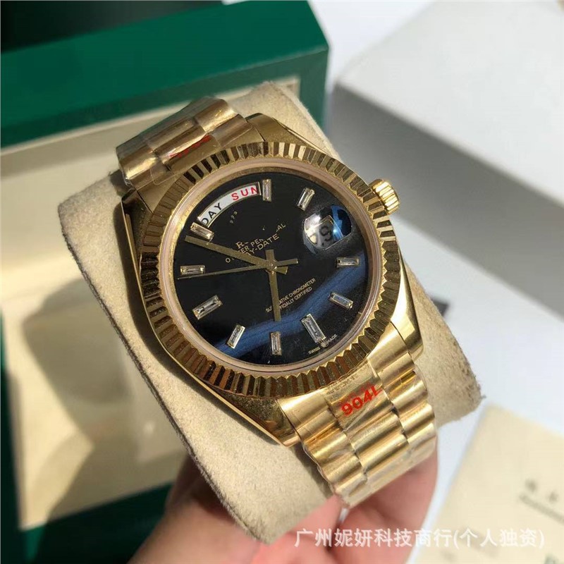 C Factory Qf Factory Labor's Black Rock Candy Dd Day-Date Watch Fully Automatic Mechanical Men's Watch with Dual Calendar