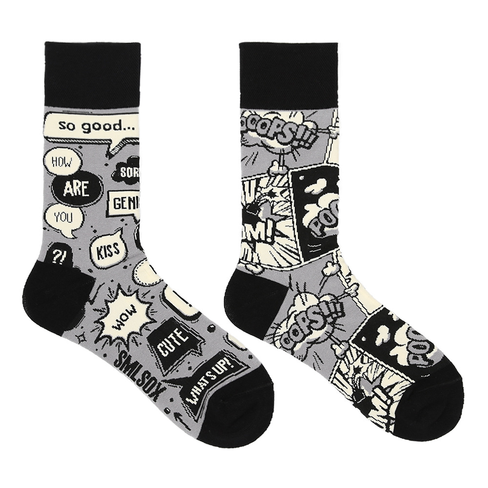 Calcetines AB, calcetines de tubo medio asimétricos y coloridos, calcetines modernos para hombres y mujeres, calcetines de algodón creativos y divertidos con dibujos animados.