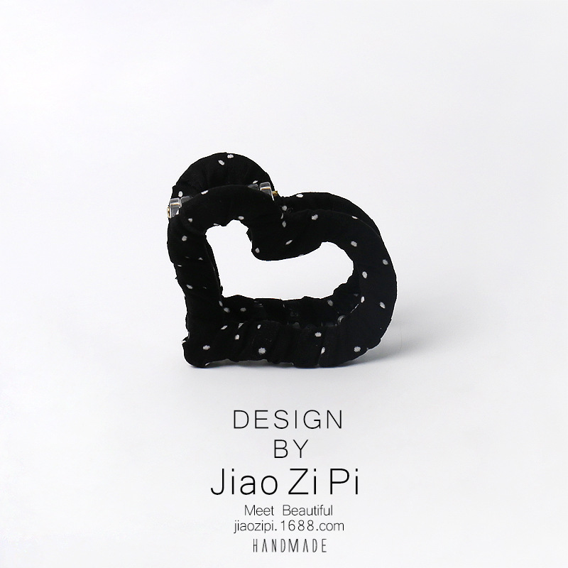 러브 블랙 폴카 도트 천 그리퍼 58*53mm