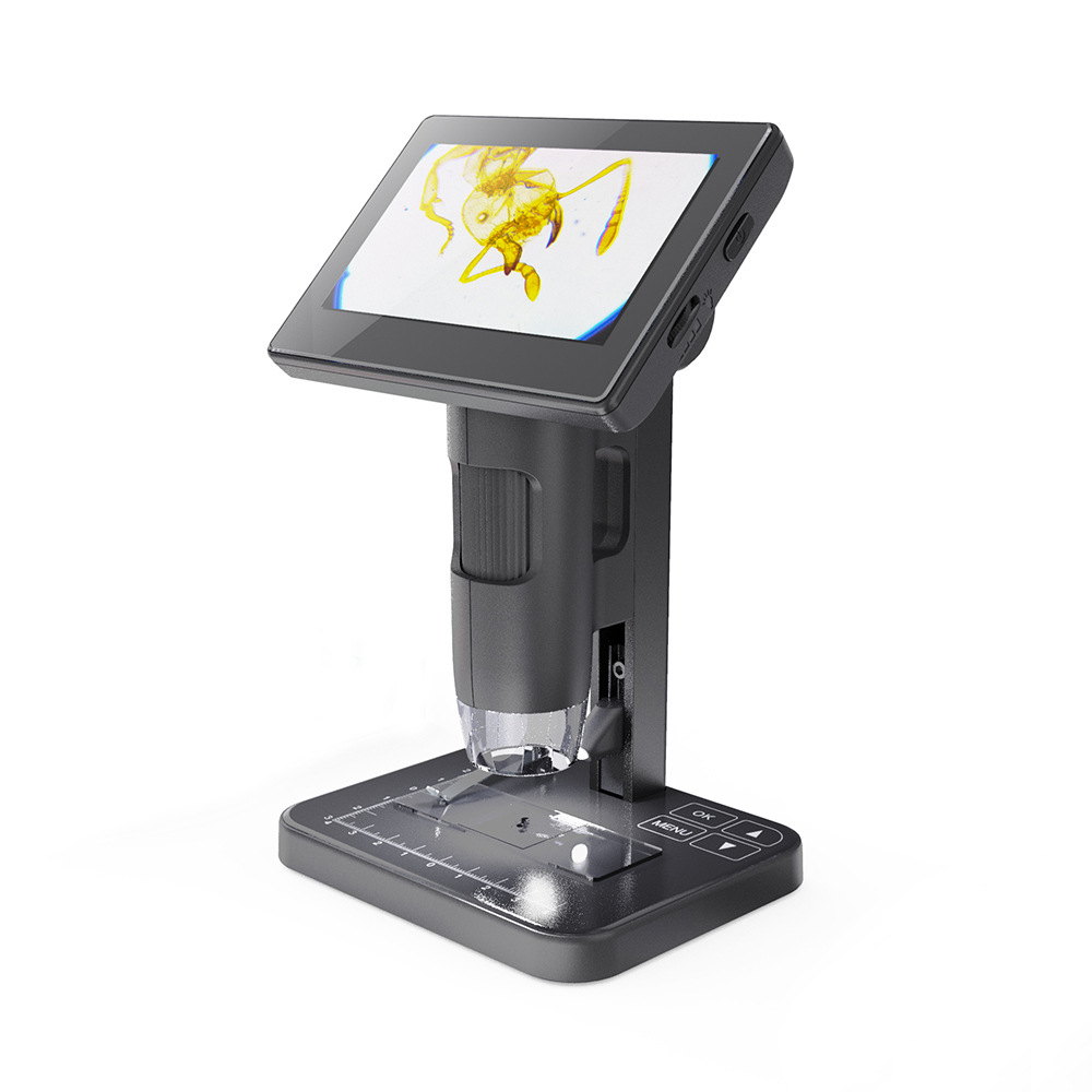 新品电子数码显微镜5寸屏高清拍照录像8000倍生物细胞电子放大镜