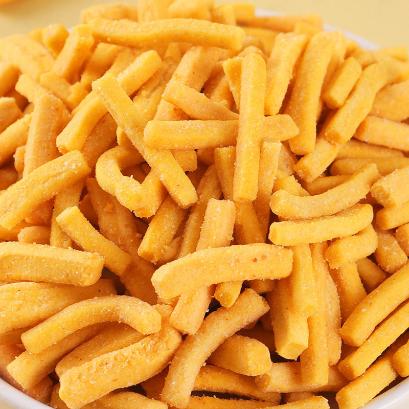 Wholesale delicious childhood puffed snacks leisurely bulk box individually packaged spicy shrimp sticks