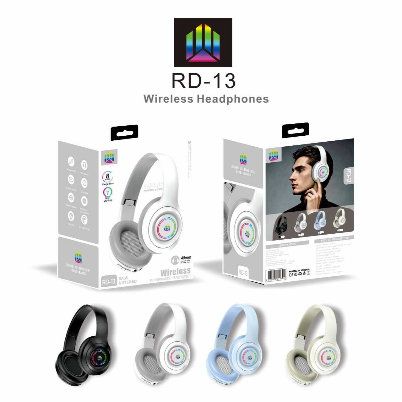 New RD-13 Over-Ear Bluetooth Headphones High Fidelity Long Battery Life Gaming Noise Cancellation Wholesale Factory Supply - 4