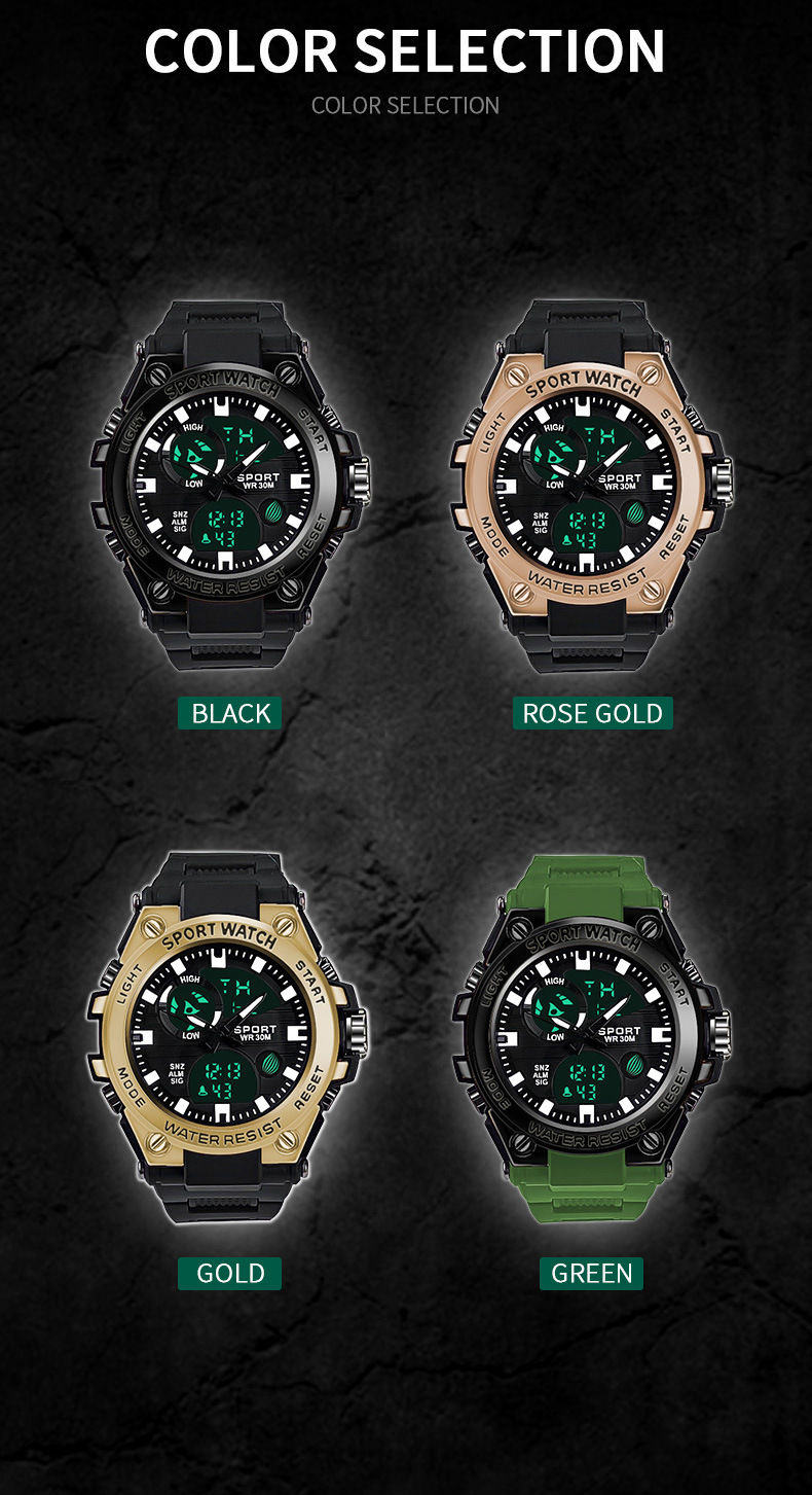 Men's Sports Watch Waterproof Electronic Multi-functional Led_voghion.com