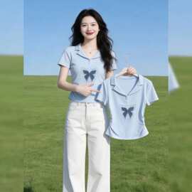 微胖百搭纯棉短袖T恤女夏季2026新款大码胖MM显瘦设计感掐腰上衣
