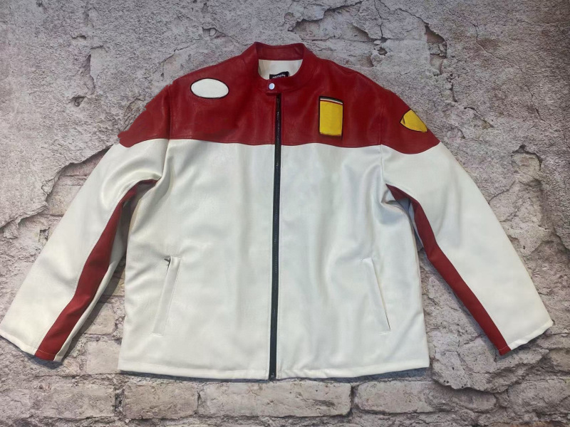 跨境美潮原创设计加工美式宽松版型皮衣机车服重工刺绣男女同款潮|undefined