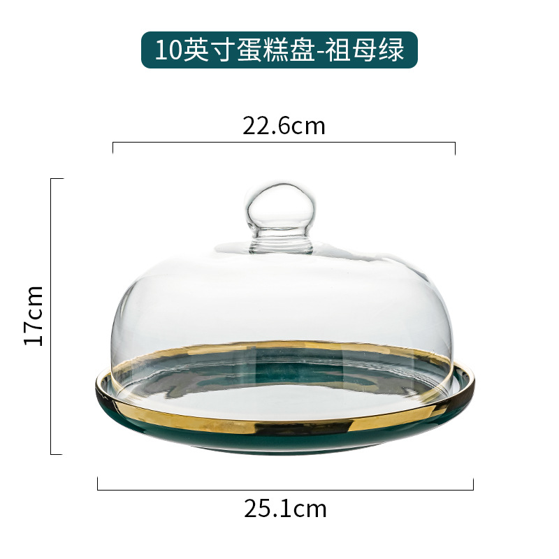 Bandeja de pastel de cerámica con cubierta de vidrio transparente boda cumpleaños fruta postre prueba placa tarde té placa