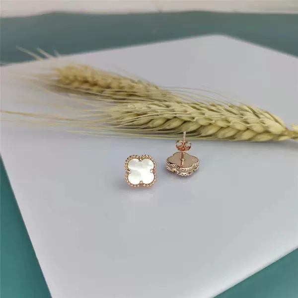 Rose gold [white mother-of-pearl 0.9cm] stud earrings
