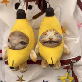 香蕉猫happy猫家人们谁懂啊可爱搞笑创意玩偶包挂件送闺蜜钥匙扣