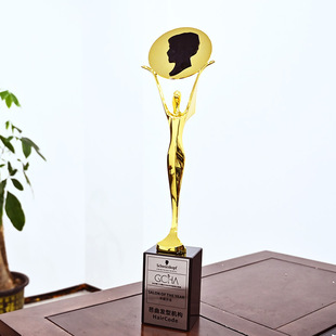 Metal Trophy Customized High-End Gcha Greater China Hairdressing Competition Trophy Customized Alloy Trophy Marble Base