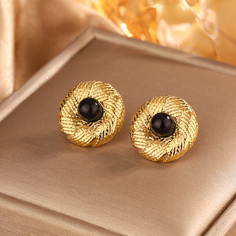 9g Weight 304 Stainless Steel Ear Needle Material 18K Gold Plated Plating Material Earrings, Ear Studs Classification 1 Pair Quantity Party, Tea Party Occasion 304 Stainless Steel, turquoise Material Geometric Pattern All Seasons Season Women's Gender Retro, Classic Style Style 1 Pair Retro Classic Style Geometric 304 Stainless Steel Turquoise 18K Gold Plated Earrings Ear Studs 13