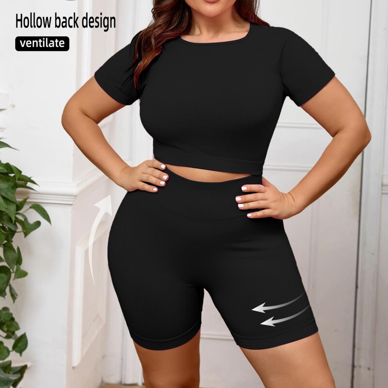 Plus Size Yoga Clothing Suit for Women Quick-Drying Summer High-Intensity Tight Suit Large Size Fitness Clothing for Fat mm 100kg