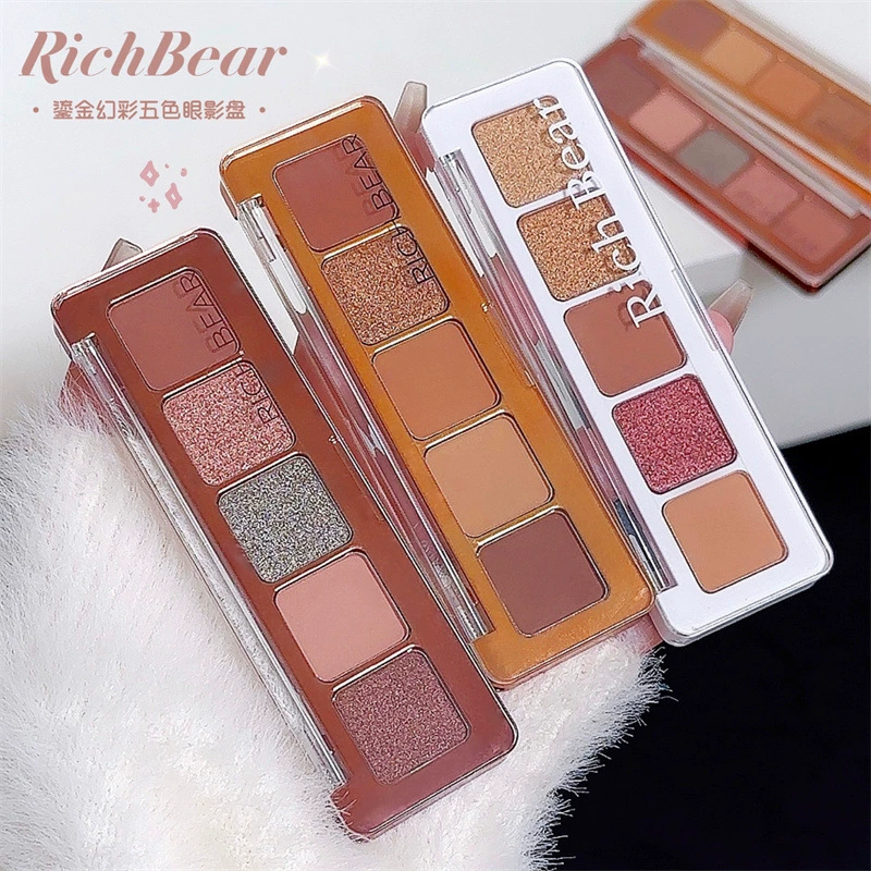 Палетка теней RichBear демисезонная, осветляющие матовые и шиммеры, 5 цветов