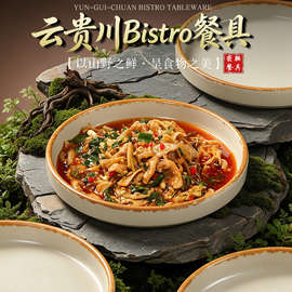 特色东南亚融合料理专用菜盘餐碟密胺盘子商用云贵川bistro圆盘