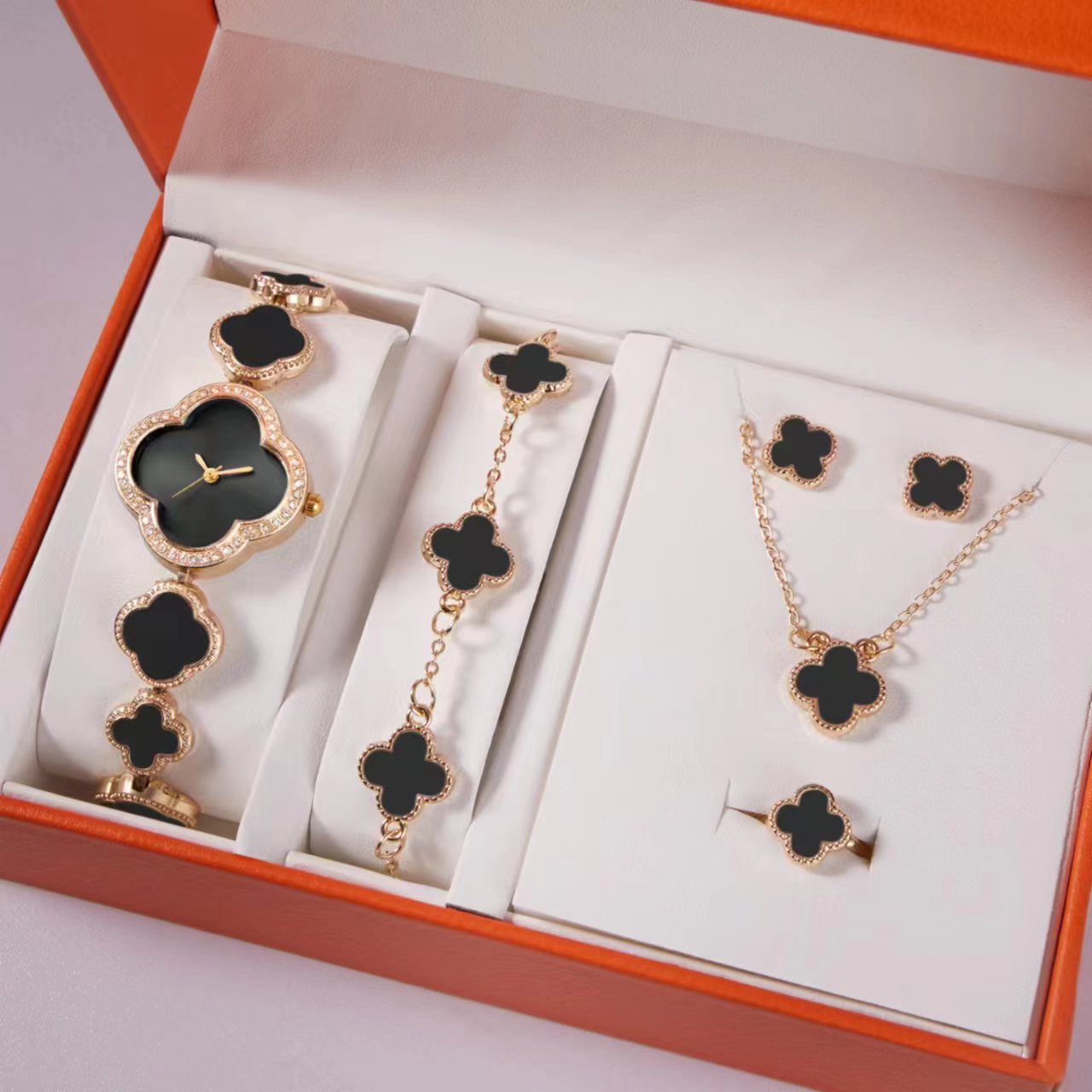 Summer New Fashion Small Green Watch Ladies Steel Band Quartz Watch Ring suit Gift Boxed 5 pcs/set
