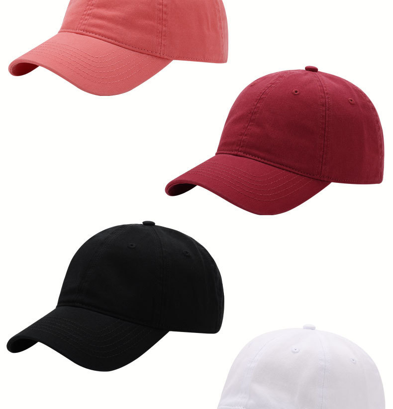 Combed Cotton Baseball Cap Solid Color Water Washed Hat Simple Trendy Duck Bill Cap Outdoor Popular Versatile Soft Top Sun Visor Hat