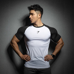 Gymshark ユース メンズ 半袖 フィットネス スポーツ レジャー ランニング 伸縮性 速乾性 半袖 シャーク スリム タイト