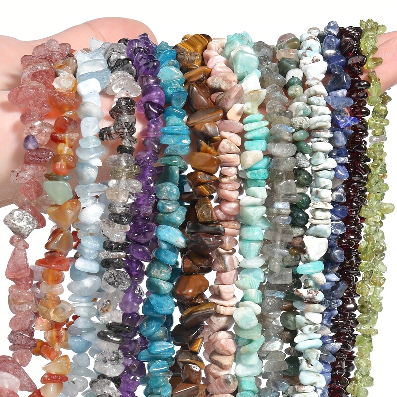 5-8mm Natural Crystal Gravel Beads Long Chain Semi-Finished White Moonlight DIY Handmade Necklace Loose Beads Wholesale