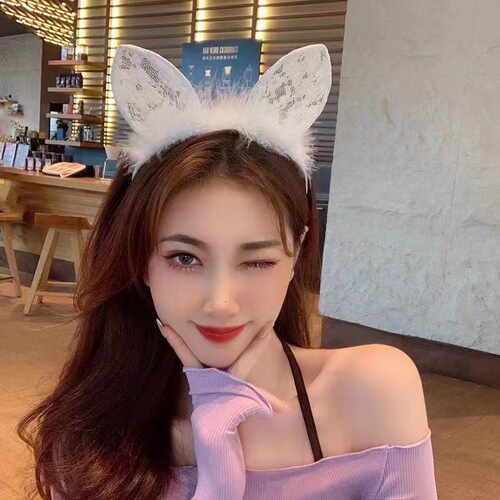 Sexy bunny ear headband lace cat ear headband cosplay internet celebrity anchor sexy party headwear hair accessories