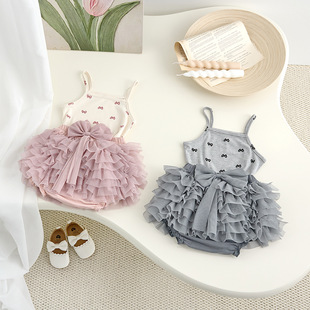 Baby's Vest 2025 Summer Bow Printed Vest Top Little Girl's Sling Western-style Outfit Thin