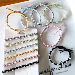 Korean version popular celebrity hair accessories for women woven pearl hair tie braided ponytail hair tie elastic hair clip butterfly bow hairband