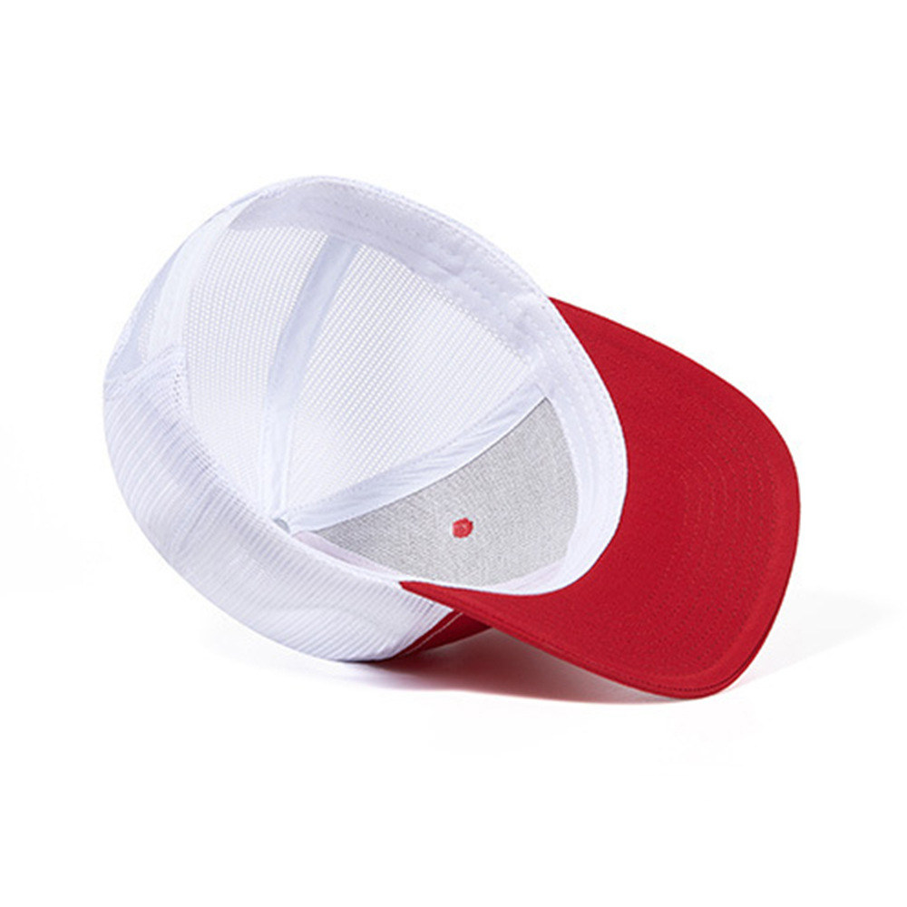 Casquette de baseball rouge et blanche été avec logo en cuir_voghion.com