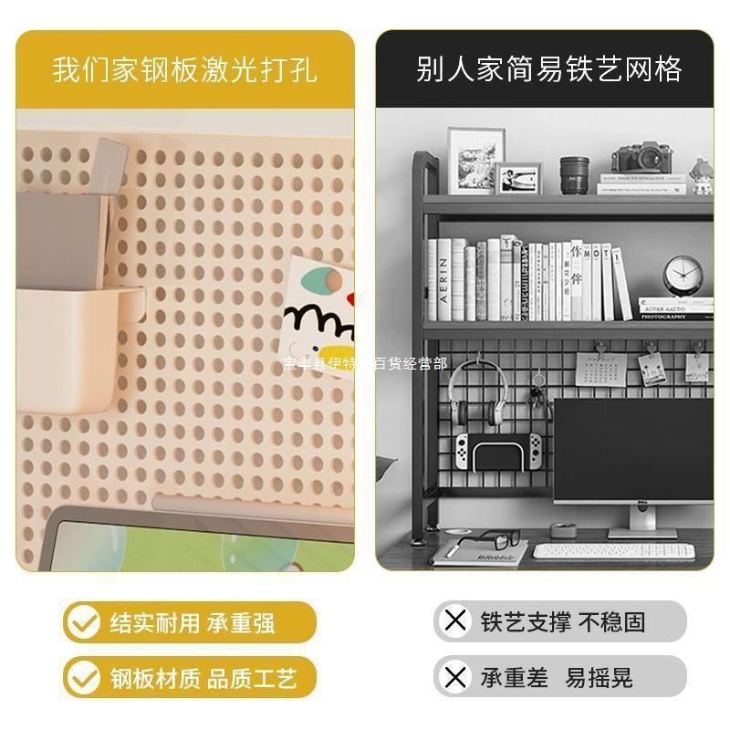 桌面洞洞板置物架书桌收纳学生电脑桌桌上书架多层铁艺工位整理架|undefined