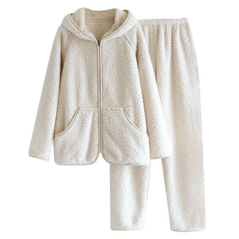 Демисезонная фланель pijama для любимого с молнией, тёплый комплект с капюшоном
