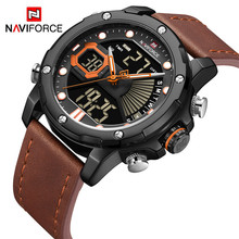 NAVIFORCE领翔新款男士皮带手表 防水运动双机芯电子+石英手表