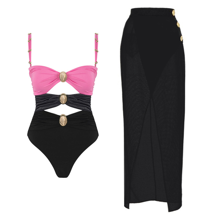 Women's Basic Classic Style Color Block 2 Pieces Set One Piece Swimwear display picture 20