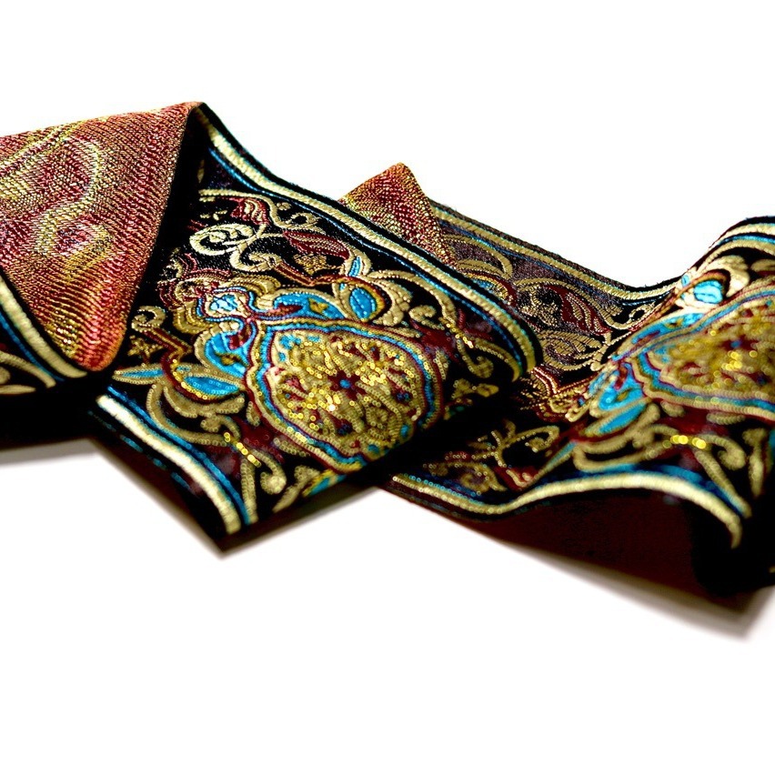 9cm de ancho de alta calidad de hilo de oro cinta étnica ropa collar borde de la manga borde cortina corredor de mesa sofá cojín cinta decorativa