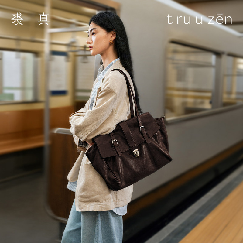 Qiu Guo Single-Shoulder Briefcase 2026 New Vintage Genuine Leather High-End Feel Large-Capacity Handbag for Women for Work and Commuting Qiu Guo Single-Shoulder Briefcase 2026 New Vintage Genuine Leather High-End Feel Large-Capacity Handbag for Women for Work and Commuting