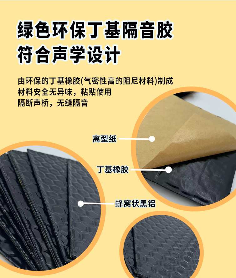 Car Soundproof and Shockproof Panels, Soundproof Cotton, Four-Wheel Sound-Absorbing Cotton, Butyl Rubber Four-Door Full Car Door Noise Reduction Sticker, Self-Adhesive