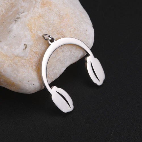 Japanese and Korean trendy accessory musical instrument shapes guitar microphone headphones saxophone notes steel color stainless steel pendant