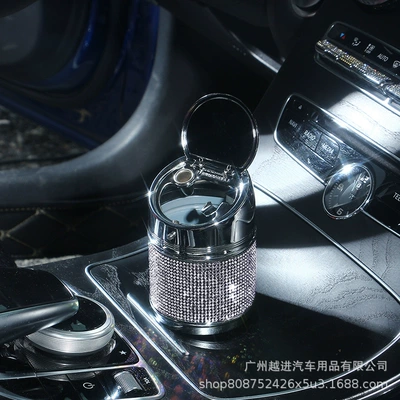 Car Ashtray with Diamonds, Cross-Border Car Ashtray, Creative Multifunctional Car Interior Decoration Accessories (Car ashtray) - diamond-ashtray-white-diamond