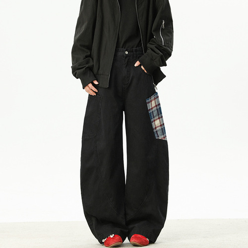 Men's Spring 2025 New Loose Straight Straight Casual Pants, Versatile Pure Cotton Checkered Pants