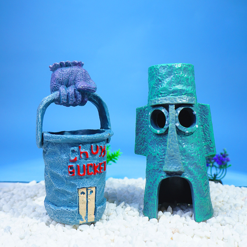 Dibujos animados piña casa pecera paisajismo acuario decoración de pvc esponja bebé pulpo hermano cangrejo jefe casa