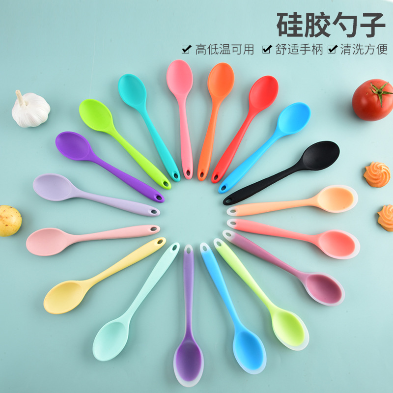 small size Silicone Spoon High Temperature Resistant Non-stick Insect Pot Same Small Spoon Student Spoon Baby Food Supplementary Mixing Spoon
